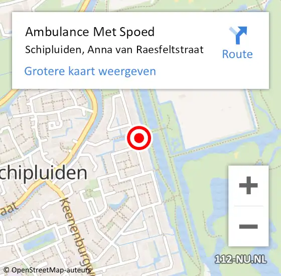 Locatie op kaart van de 112 melding: Ambulance Met Spoed Naar Schipluiden, Anna van Raesfeltstraat op 20 september 2024 18:40