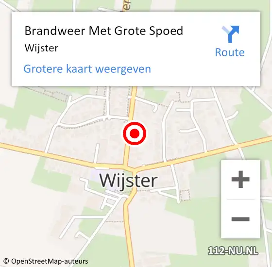 Locatie op kaart van de 112 melding: Brandweer Met Grote Spoed Naar Wijster op 20 september 2024 18:46