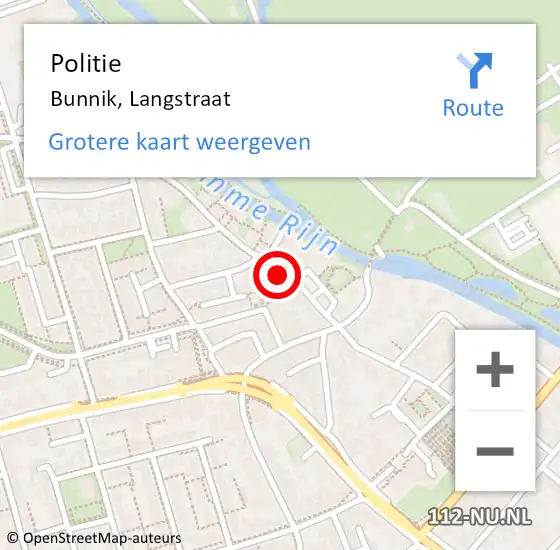 Locatie op kaart van de 112 melding: Politie Bunnik, Langstraat op 20 september 2024 18:54