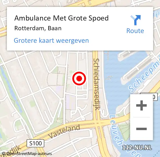 Locatie op kaart van de 112 melding: Ambulance Met Grote Spoed Naar Rotterdam, Baan op 20 september 2024 19:04