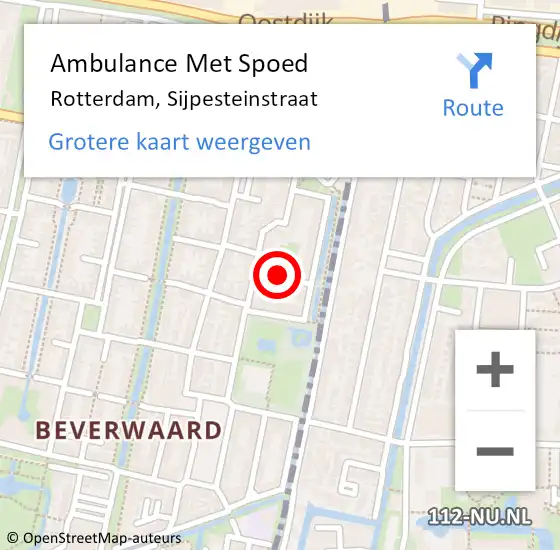 Locatie op kaart van de 112 melding: Ambulance Met Spoed Naar Rotterdam, Sijpesteinstraat op 20 september 2024 19:06