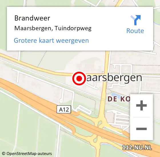 Locatie op kaart van de 112 melding: Brandweer Maarsbergen, Tuindorpweg op 20 september 2024 19:11