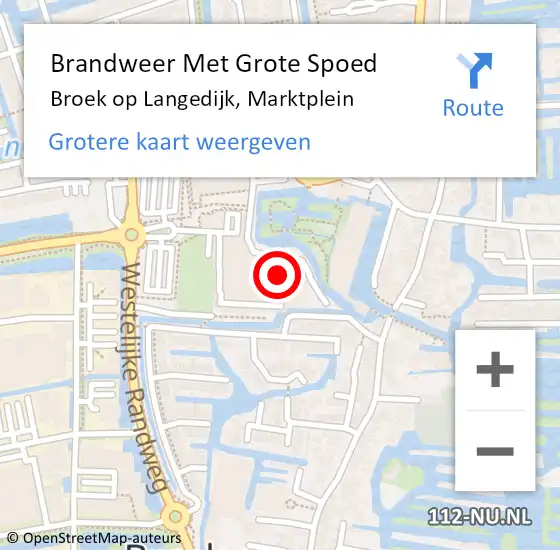 Locatie op kaart van de 112 melding: Brandweer Met Grote Spoed Naar Broek op Langedijk, Marktplein op 20 september 2024 19:19