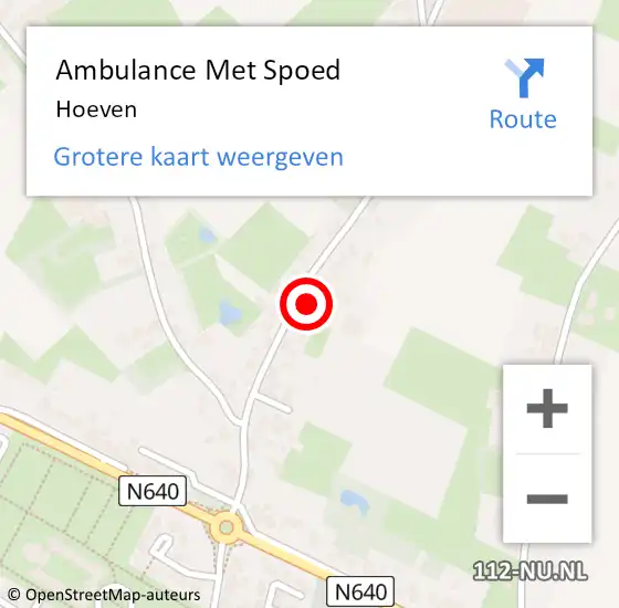 Locatie op kaart van de 112 melding: Ambulance Met Spoed Naar Hoeven op 20 september 2024 19:22