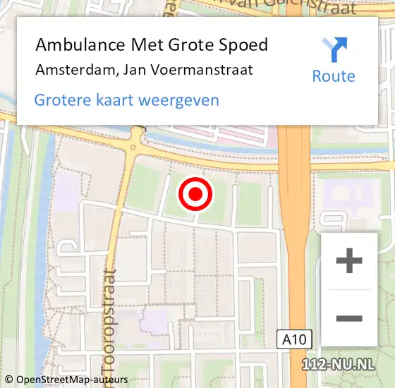 Locatie op kaart van de 112 melding: Ambulance Met Grote Spoed Naar Amsterdam, Jan Voermanstraat op 20 september 2024 19:41