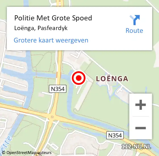 Locatie op kaart van de 112 melding: Politie Met Grote Spoed Naar Loënga, Pasfeardyk op 20 september 2024 20:06