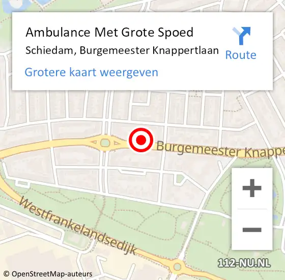 Locatie op kaart van de 112 melding: Ambulance Met Grote Spoed Naar Schiedam, Burgemeester Knappertlaan op 20 september 2024 20:30