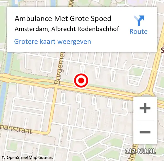 Locatie op kaart van de 112 melding: Ambulance Met Grote Spoed Naar Amsterdam, Albrecht Rodenbachhof op 20 september 2024 20:41