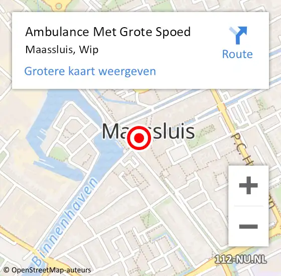 Locatie op kaart van de 112 melding: Ambulance Met Grote Spoed Naar Maassluis, Wip op 20 september 2024 21:05