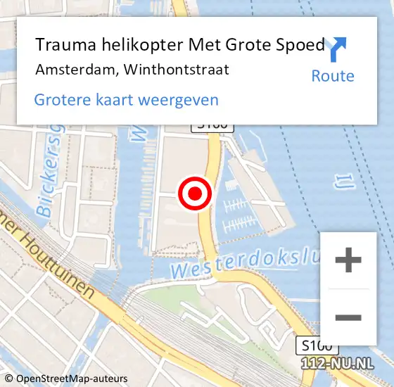 Locatie op kaart van de 112 melding: Trauma helikopter Met Grote Spoed Naar Amsterdam, Winthontstraat op 20 september 2024 21:50