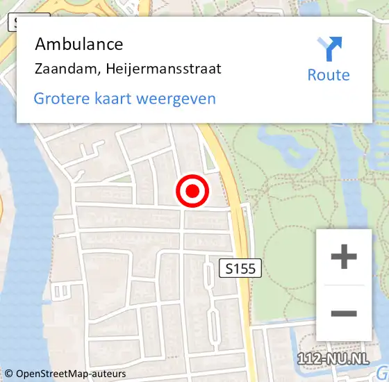 Locatie op kaart van de 112 melding: Ambulance Zaandam, Heijermansstraat op 20 september 2024 21:50