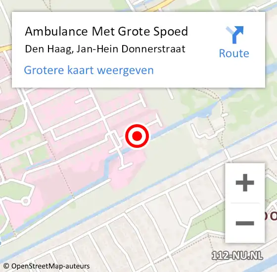 Locatie op kaart van de 112 melding: Ambulance Met Grote Spoed Naar Den Haag, Jan-Hein Donnerstraat op 20 september 2024 21:55