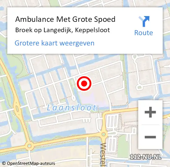 Locatie op kaart van de 112 melding: Ambulance Met Grote Spoed Naar Broek op Langedijk, Keppelsloot op 20 september 2024 22:15