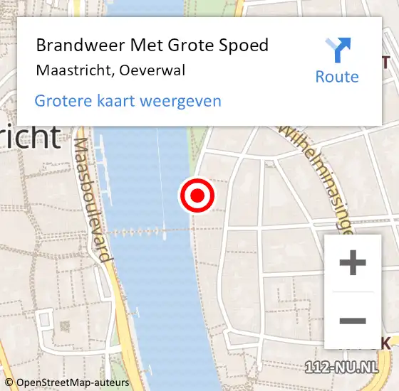 Locatie op kaart van de 112 melding: Brandweer Met Grote Spoed Naar Maastricht, Oeverwal op 20 september 2024 22:23