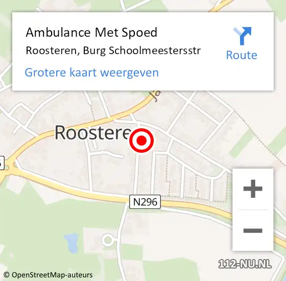 Locatie op kaart van de 112 melding: Ambulance Met Spoed Naar Roosteren, Burg Schoolmeestersstr op 20 oktober 2014 19:18