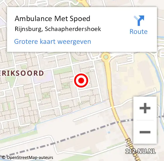 Locatie op kaart van de 112 melding: Ambulance Met Spoed Naar Rijnsburg, Schaapherdershoek op 20 september 2024 22:30