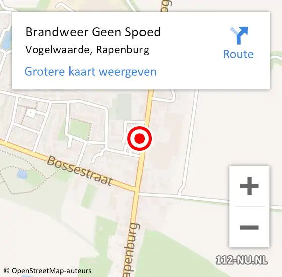 Locatie op kaart van de 112 melding: Brandweer Geen Spoed Naar Vogelwaarde, Rapenburg op 20 oktober 2014 19:20