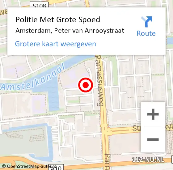 Locatie op kaart van de 112 melding: Politie Met Grote Spoed Naar Amsterdam, Peter van Anrooystraat op 20 september 2024 22:48