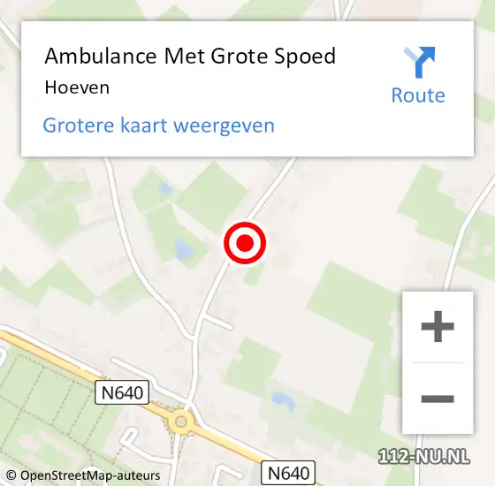 Locatie op kaart van de 112 melding: Ambulance Met Grote Spoed Naar Hoeven op 20 september 2024 22:51