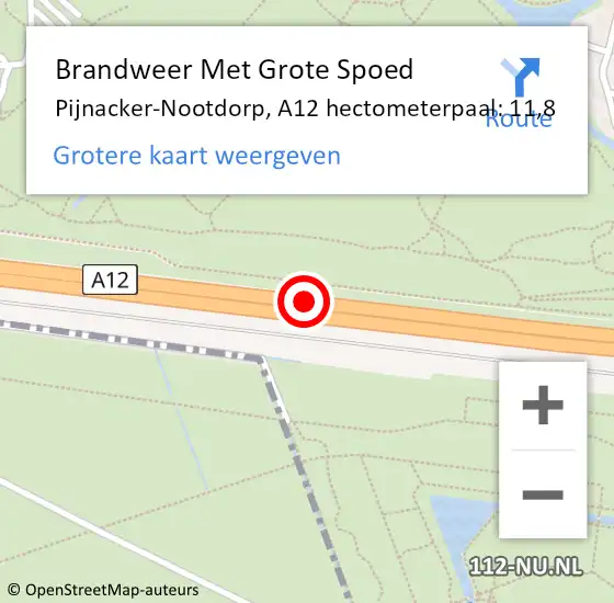 Locatie op kaart van de 112 melding: Brandweer Met Grote Spoed Naar Pijnacker-Nootdorp, A12 hectometerpaal: 11,8 op 20 september 2024 23:02