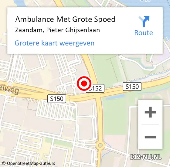 Locatie op kaart van de 112 melding: Ambulance Met Grote Spoed Naar Zaandam, Pieter Ghijsenlaan op 20 september 2024 23:16