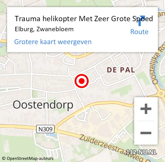 Locatie op kaart van de 112 melding: Trauma helikopter Met Zeer Grote Spoed Naar Elburg, Zwanebloem op 20 september 2024 23:20