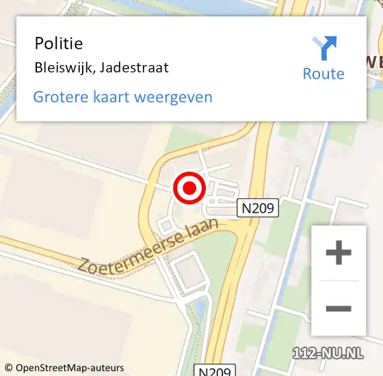 Locatie op kaart van de 112 melding: Politie Bleiswijk, Jadestraat op 20 september 2024 23:30