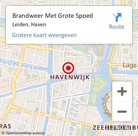 Locatie op kaart van de 112 melding: Brandweer Met Grote Spoed Naar Leiden, Haven op 20 september 2024 23:35