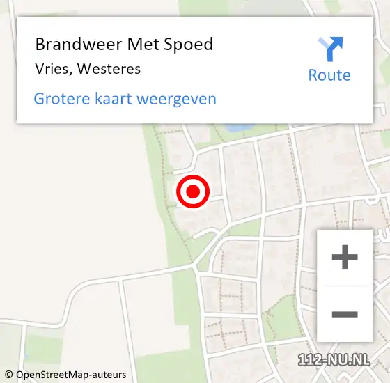 Locatie op kaart van de 112 melding: Brandweer Met Spoed Naar Vries, Westeres op 20 september 2024 23:49