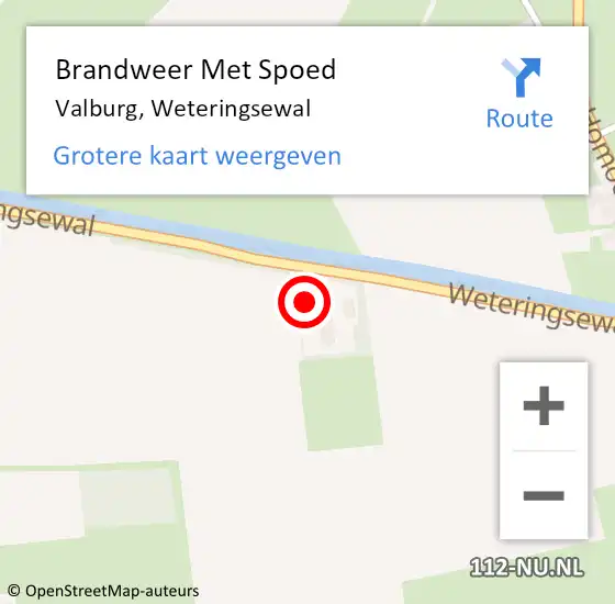 Locatie op kaart van de 112 melding: Brandweer Met Spoed Naar Valburg, Weteringsewal op 20 september 2024 23:53