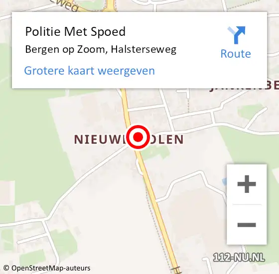 Locatie op kaart van de 112 melding: Politie Met Spoed Naar Bergen op Zoom, Halsterseweg op 21 september 2024 00:03