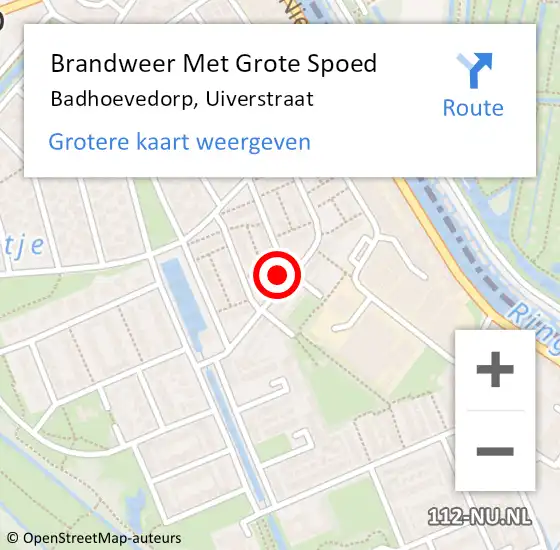 Locatie op kaart van de 112 melding: Brandweer Met Grote Spoed Naar Badhoevedorp, Uiverstraat op 21 september 2024 00:17