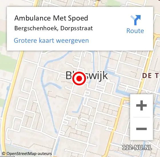 Locatie op kaart van de 112 melding: Ambulance Met Spoed Naar Bergschenhoek, Dorpsstraat op 21 september 2024 00:22