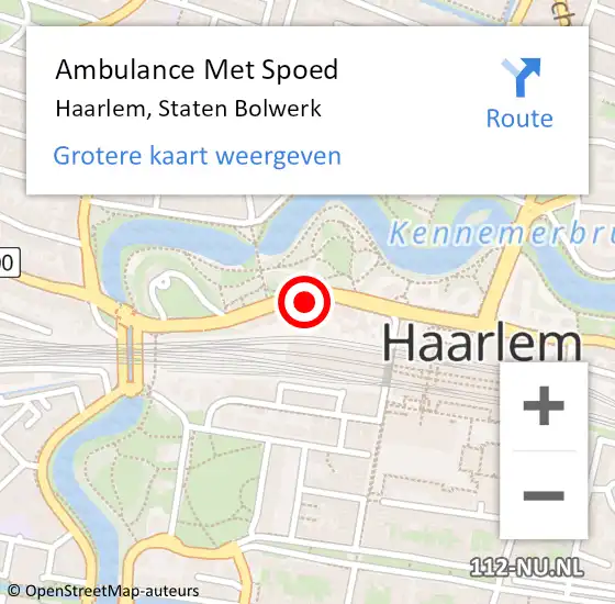 Locatie op kaart van de 112 melding: Ambulance Met Spoed Naar Haarlem, Staten Bolwerk op 21 september 2024 00:47