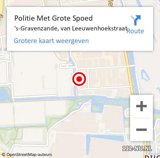 Locatie op kaart van de 112 melding: Politie Met Grote Spoed Naar 's-Gravenzande, van Leeuwenhoekstraat op 21 september 2024 01:02