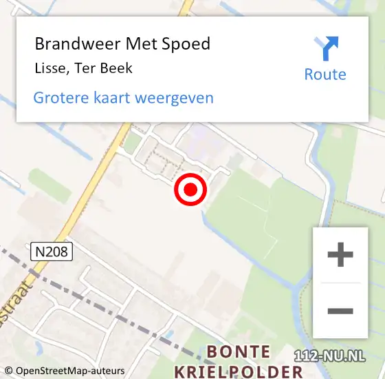 Locatie op kaart van de 112 melding: Brandweer Met Spoed Naar Lisse, Ter Beek op 21 september 2024 01:03