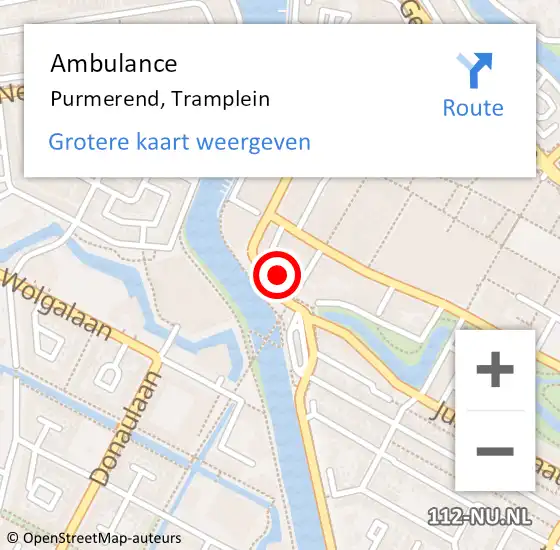 Locatie op kaart van de 112 melding: Ambulance Purmerend, Tramplein op 21 september 2024 01:05