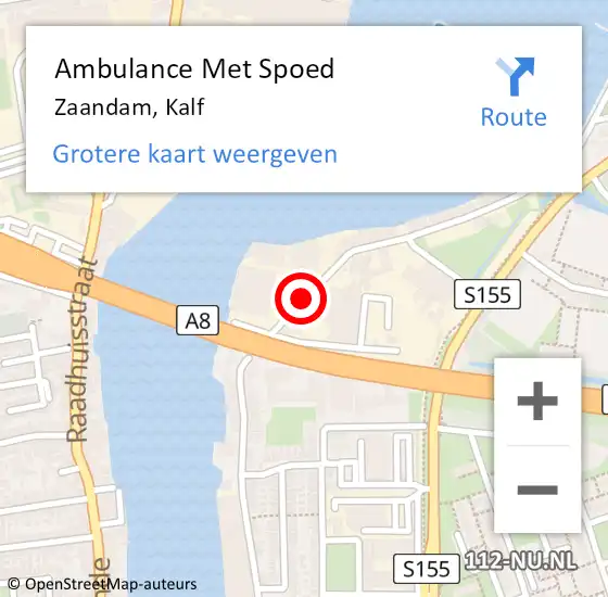 Locatie op kaart van de 112 melding: Ambulance Met Spoed Naar Zaandam, Kalf op 21 september 2024 01:09