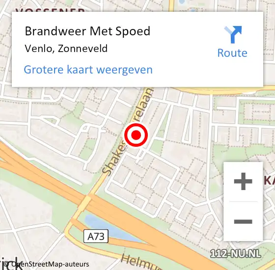 Locatie op kaart van de 112 melding: Brandweer Met Spoed Naar Venlo, Zonneveld op 21 september 2024 01:12