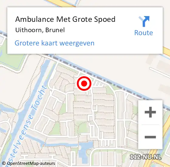 Locatie op kaart van de 112 melding: Ambulance Met Grote Spoed Naar Uithoorn, Brunel op 21 september 2024 01:19