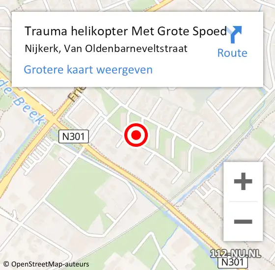 Locatie op kaart van de 112 melding: Trauma helikopter Met Grote Spoed Naar Nijkerk, Van Oldenbarneveltstraat op 21 september 2024 01:24