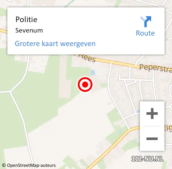 Locatie op kaart van de 112 melding: Politie Sevenum op 21 september 2024 01:27