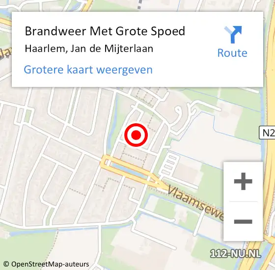 Locatie op kaart van de 112 melding: Brandweer Met Grote Spoed Naar Haarlem, Jan de Mijterlaan op 21 september 2024 01:27