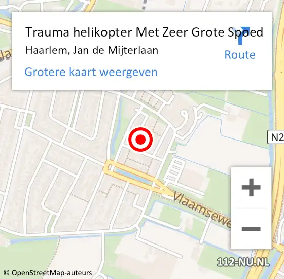 Locatie op kaart van de 112 melding: Trauma helikopter Met Zeer Grote Spoed Naar Haarlem, Jan de Mijterlaan op 21 september 2024 01:28