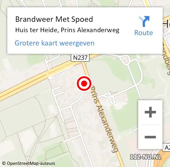 Locatie op kaart van de 112 melding: Brandweer Met Spoed Naar Huis ter Heide, Prins Alexanderweg op 21 september 2024 01:53