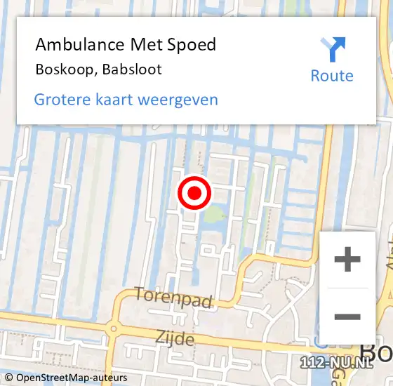 Locatie op kaart van de 112 melding: Ambulance Met Spoed Naar Boskoop, Babsloot op 21 september 2024 02:08