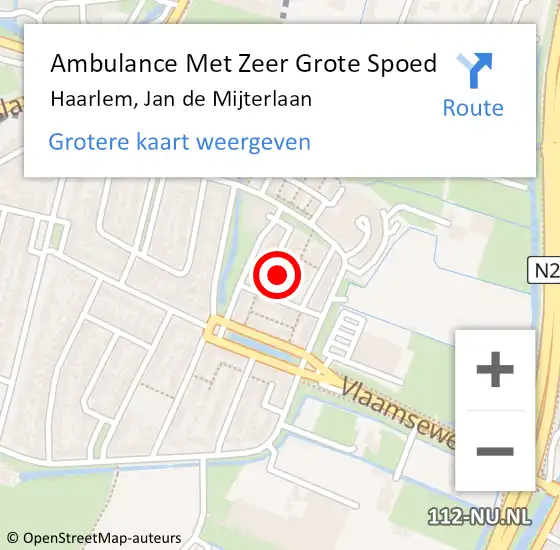 Locatie op kaart van de 112 melding: Ambulance Met Zeer Grote Spoed Naar Haarlem, Jan de Mijterlaan op 21 september 2024 02:13