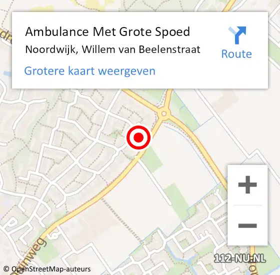 Locatie op kaart van de 112 melding: Ambulance Met Grote Spoed Naar Noordwijk, Willem van Beelenstraat op 21 september 2024 02:19