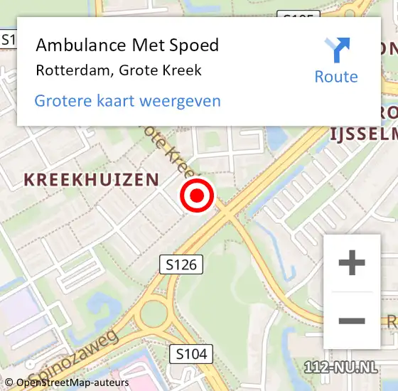 Locatie op kaart van de 112 melding: Ambulance Met Spoed Naar Rotterdam, Grote Kreek op 21 september 2024 02:27