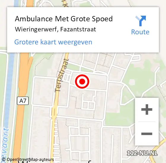 Locatie op kaart van de 112 melding: Ambulance Met Grote Spoed Naar Wieringerwerf, Fazantstraat op 21 september 2024 02:57